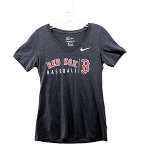 Nike Boston Red Sox T Shirt Womens Small S Gray V-Neck Short Sleeve Tee